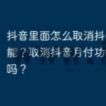 抖音里面怎么取消抖音月付功能？取消抖音月付功能有影响吗？