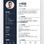 现代商务会计师求职简历深蓝色word简历模板
