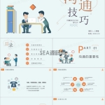 淡绿色扁平企业沟通技巧培训课件PPT模板